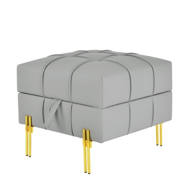NicBex Storage Ottoman Bench for Bedroom,Leather Storage Bench with Golden Stainless Steel Legs,Ottoman for Living Room,Bedroom,Entryway