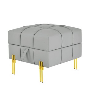 NicBex Storage Ottoman Bench for Bedroom,Leather Storage Bench with Golden Stainless Steel Legs,Ottoman for Living Room,Bedroom,Entryway - 1 of 4