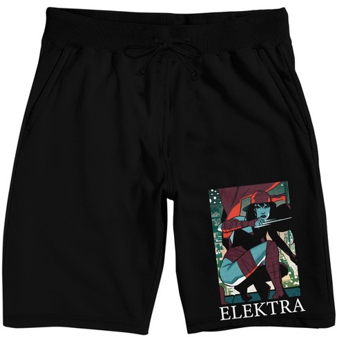 Elektra Marvel Universe Publishing Art Archive Men's Black Sleep Pajama Shorts - image 1 of 4