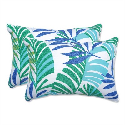 Pillow Perfect Set of 2 Islamorada Outdoor/Indoor Oversized Rectangular Throw Pillows Blue/Green