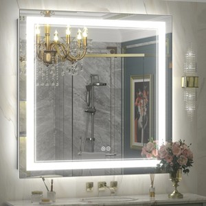 Apmir Super Bright 192 LEDs/m Front LED Lighted Anti-Fog Tempered Glass Bathroom/Vanity Mirror with ETL & 3-Year Warranty - 1 of 4
