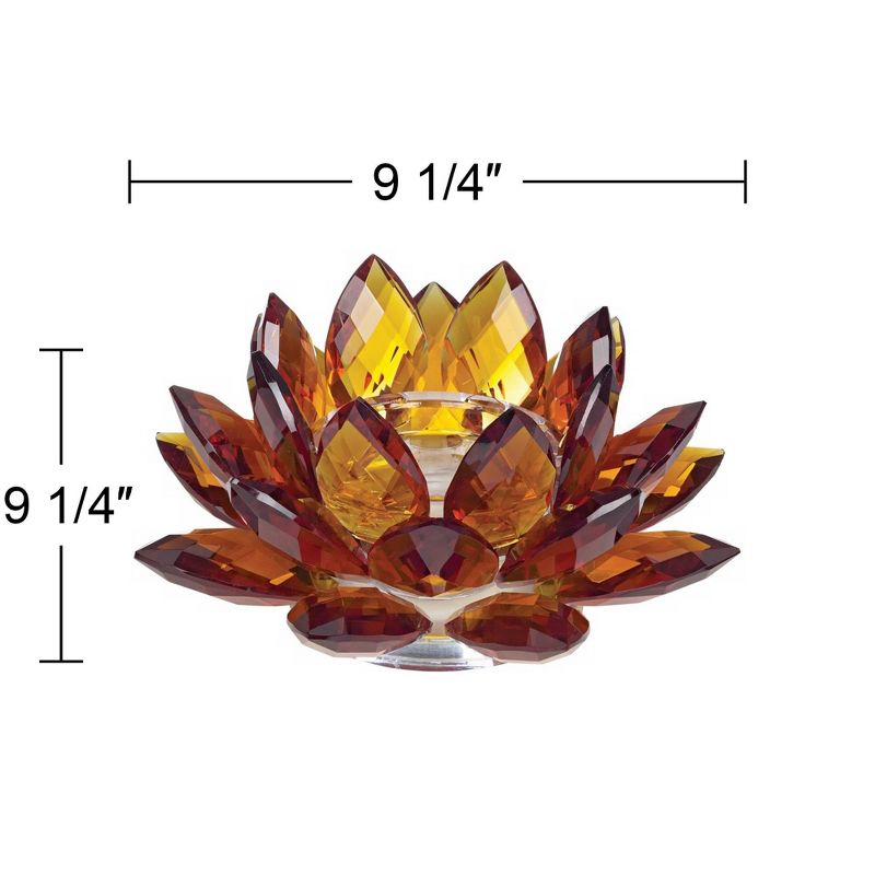 Dahlia Studios Amber Glass 9 1/4" Wide Crystal Lotus Candle Holder, 4 of 5