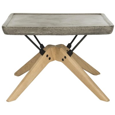 Delartin 22" Square Concrete and Oak Coffee Table in Dark Grey