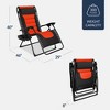 Best Choice Products Oversized Padded Zero Gravity Chair, Folding Outdoor Patio Recliner w/ Side Tray - 2 of 4