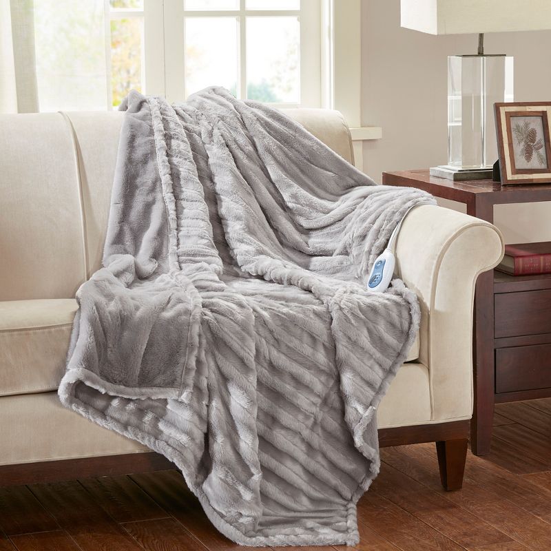 Duke Faux Fur Electric Heated Throw Blanket - Beautyrest, 4 of 9