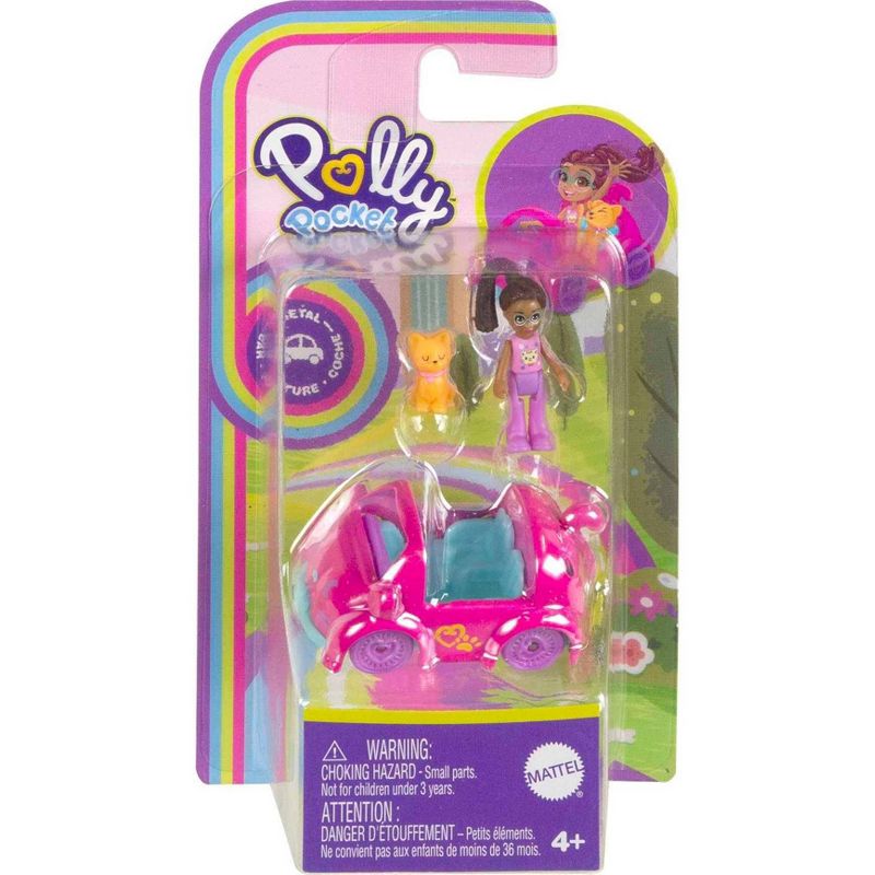 Polly Pocket Pollyville Micro Doll with Cat-Inspired Die-cast Car and Kitty Mini Figure, 4 of 5