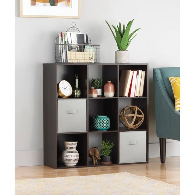 Espresso Stackable 9-Cube Organizer for Versatile Storage