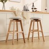 Beautyolove 26 in. Natural Backless Wood Counter Height Swivel Bar Stool with Padded Fabric Seat (Set of 2) - 4 of 4