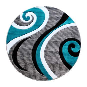 Emma and Oliver Accent Rug with Modern 3D Sculpted Swirl Pattern and Varied Texture Piling
