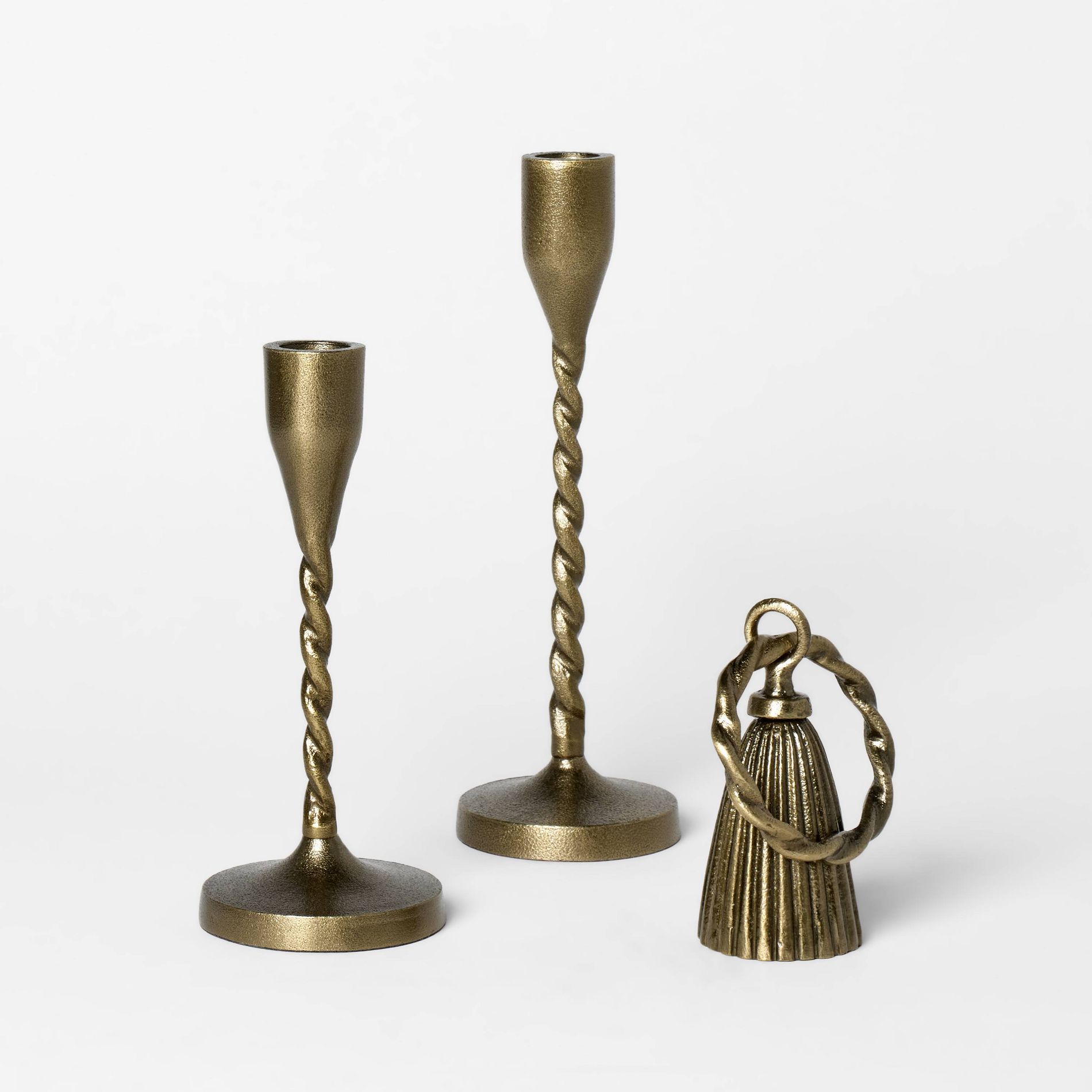 3pc Metal Taper Candle Holders and Candle Snuffer Set Gold - Threshold™ designed with Studio McGee