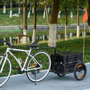 Resenkos Black Bicycle Cargo Trailer with Removable Storage Box, Bottom-Free Design - 1 of 4