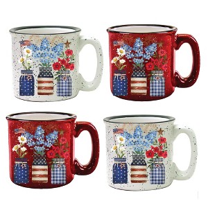 Courtside Market Red White & Blue 15 oz Campfire Mug 4 Piece Set - 1 of 1