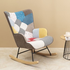 CAVINAS Accent Chair Rocking Chair Mid Century Modern Glider Rocking Chair with Patchwork Linen - 1 of 4