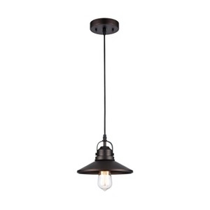 Chloe Lighting Mycroft Industrial-Style 1 Light Rubbed Bronze Ceiling Mini Pendant 9" Shade - 1 of 1