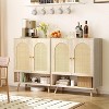Buffet Cabinet with 4-Tier Adjustable Shelves, Storage Cabinet, Sideboard Cabinet with Rattan Decorated Doors, 2-Door Accent Cabinet for Living Room - 2 of 4