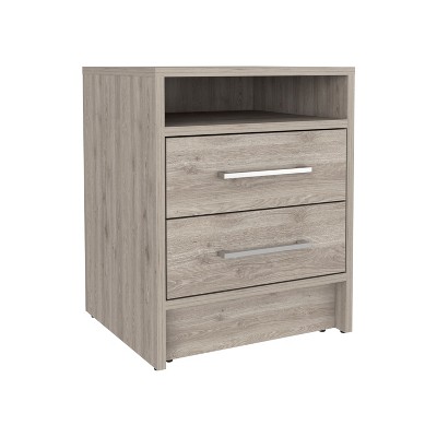 NicBex Nightstand with 2 Drawers and Storage Shelf Modern Side Table with Metal Handles for Bedroom,Living Room
