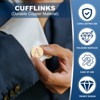 Unique Bargains Copper Engraved Initial Men's Cufflinks Gold 2 Pcs - 3 of 4