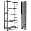 Hooure 5-Tier Folding Shelf - 5 Second Setup, 440 lb Capacity, 20 Hooks & Wheels, Space-Saving - 3 of 4