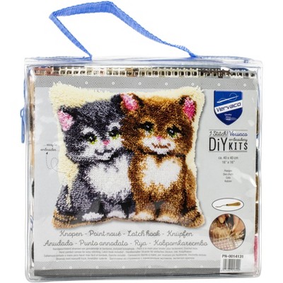 Vervaco Cushion Latch Hook Kit 16"X16"-Cats
