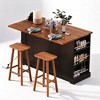 Kitchen Island Cart with Drop Leaf, USB, Glass Doors, 3 Drawers, 5 Storage Shelves, Rolling Cabinet with Lockable Wheels for Dining Room - 4 of 4