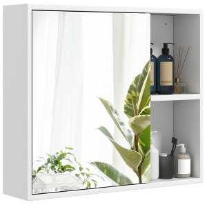 Tangkula Bathroom Medicine Cabinet Wall Mounted Storage Organizer w/ Single Mirror Door - 1 of 4
