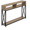 CAVINAS Console Table with X Shape Design Frame,Stylish Minimalist Entryway Table with 3 Open Storage Shelves,Couch Table for Living Room - 2 of 4
