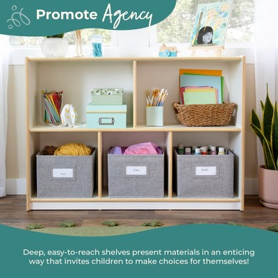 Guidecraft EdQ 2-Shelf 5-Compartment Storage 30": Kids' Wooden Shelving for Books and Toys - Classroom Educational Furniture