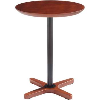 Elm Lane Modern Industrial Wood Round Standing Accent Table 15 1/4" Wide Natural Black Pole for Living Family Room Bedroom Bedside Entryway House Home
