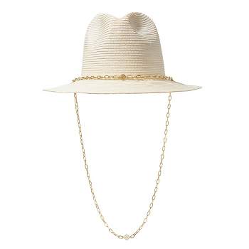Kendra Scott Pasleigh Panama Chain Chin Strap Hat - White