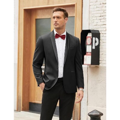 COOFANDY Men's Tuxedo Jacket One Button Dress Suit Blazer Jacket for Wedding Dinner Prom Party Red M — фото 5