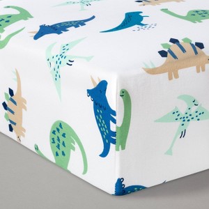 Fitted Crib Sheet Dinos Cool - Cloud Island Blue/Green, White Blue