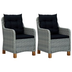 vidaXL Patio Chairs 2 pcs Set with Cushions - Outdoor Furniture Seating, Light Gray Poly Rattan - 1 of 4