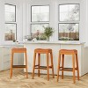 FURNIinspire Counter And Bar Stools Upholstered Faux Leather Barstools, Armless Barstools, Bar Chair Without Backrest, Wood color, 17"*20.25"*32" - 2 of 4