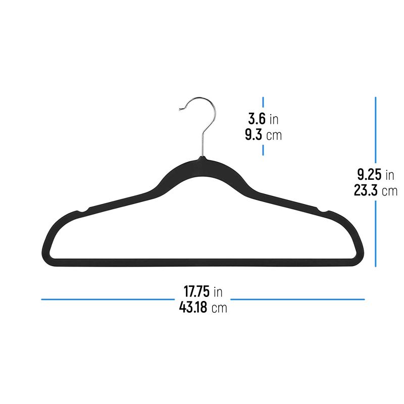 OSTO 50-Pack Rubber-Coated Plastic Clothes Hangers; Space-Saving, Anti-Slip, & Heavy-Duty Adult Hangers, Notches and Swivel Hook, 4 of 5