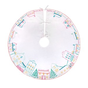 52" White HGTV Home Collection Village Scene Embroidered Tree Skirt - National Tree Company - 1 of 4