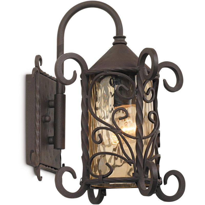 John Timberland Rustic Wall Light Sconce Dark Walnut Brown Hardwired 7" Fixture Hammered Champagne Glass for Bedroom Bathroom Home, 4 of 7