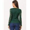 Allegra K Women's Slim Fit Sheer-Long-Sleeves Flower Embroidery Lace Top - 4 of 4