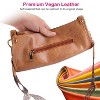 Laromni"Women's Leather Crossbody Shoulder Bag – Casual Handbag with Adjustable Wide Guitar Strap"BrownLeopard&Orange - 4 of 4