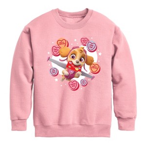 Boys' - Paw Patrol - Skye Conversation Hearts Graphic Long Sleeve Fleece Sweatshirt - 1 of 3