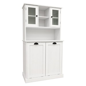 Sevobal Bathroom Storage Cabinets, Double Door Lockers with Inner Adjustable Shelf and Open Storage Shelf for Bathroom, White, 32.68"*14.57"*59.69" - 1 of 4