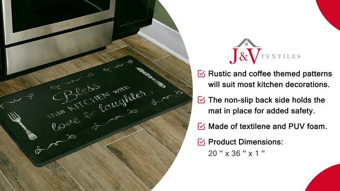 Vino 20" x 36" Oil & Stain Resistant Anti-Fatigue Kitchen Floor Mat, 2 of 5, play video
