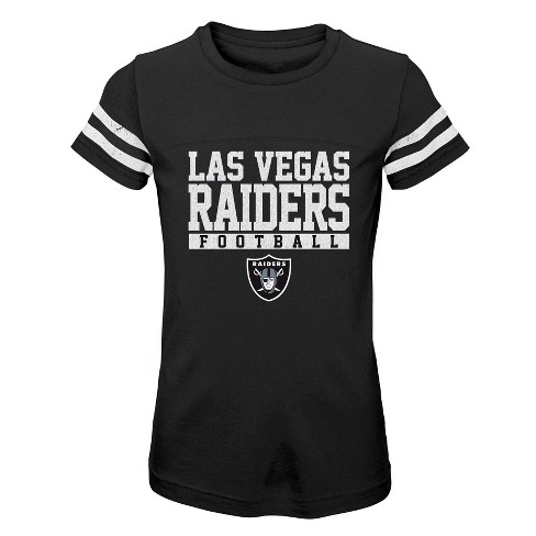 Nfl Las Vegas Raiders Girls' Short Sleeve Stripe Fashion T-shirt