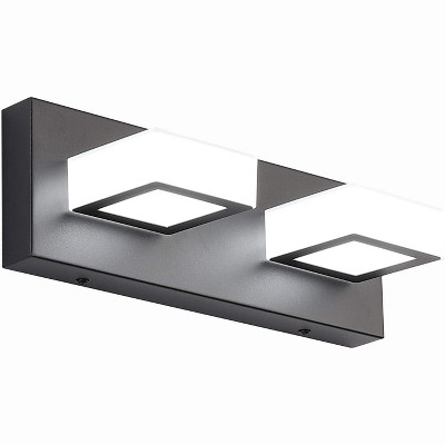 Runesay 2 Lights Black Modern Bathroom Vanity Light Acrylic LED Modern Black Bathroom Wall Lighting Fixtures