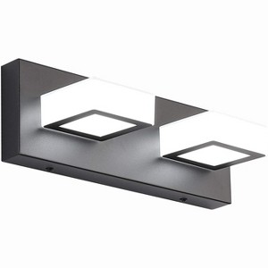 Runesay 2 Lights Black Modern Bathroom Vanity Light Acrylic LED Modern Black Bathroom Wall Lighting Fixtures - 1 of 4