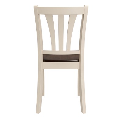 High Ladderback Cream and Brown Wood Side Chair Set