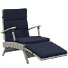 Modway Envisage Chaise Outdoor Patio Wicker Rattan Lounge Chair Light Gray Navy - 2 of 4