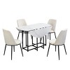 5-Piece Extendable Dining Set,Round Dining Table with Faux Marble Top and Metal Legs,4 Upholstered Foldable Dining Chairs for Small Space-Tanpinhause - 2 of 4