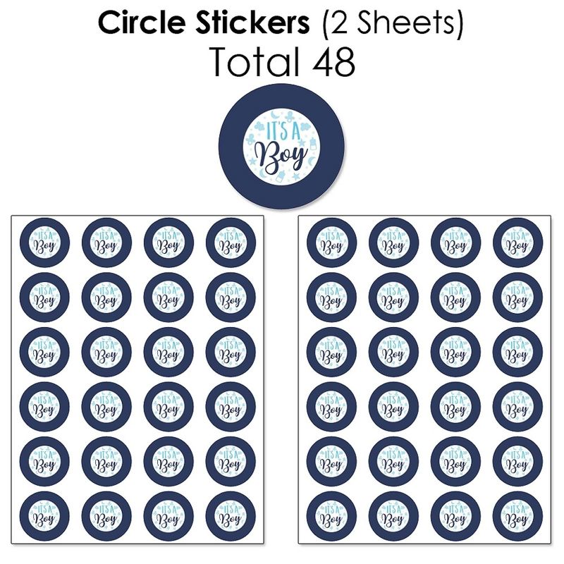 Big Dot of Happiness It's A Boy - Mini Candy Bar Wrappers, Round Candy Stickers & Circle Stickers - Blue Baby Shower Candy Favor Sticker Kit - 304 Pcs, 5 of 8