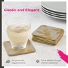 Sara Miller Etched Leaves Coasters - Set of 6 Light Grey Cork Backed Drink Mats with Gold Foil Details - Heat Resistant Wipe Clean Tabletop Protectors - 3 of 4