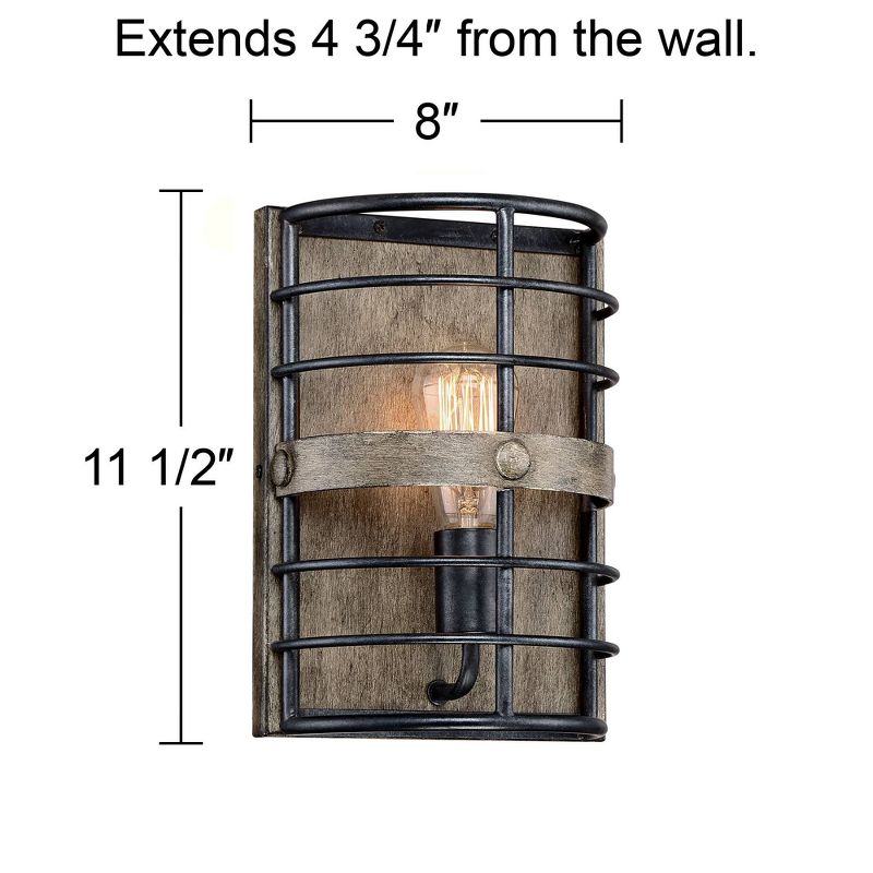 Franklin Iron Works Lexi Rustic Farmhouse Industrial Wall Light Sconce Oil Rubbed Bronze Hardwire 8" Fixture for Bedroom Bathroom Vanity Reading House, 4 of 7